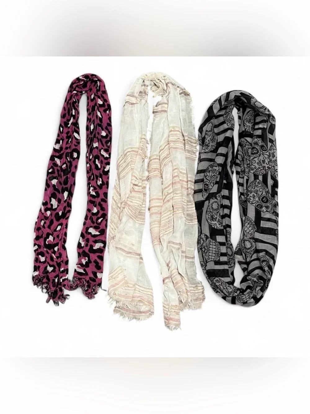 THREE Scarf Bundle 2010s Y2K Rectangle and Infinity Style